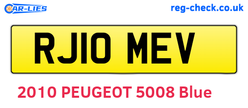 RJ10MEV are the vehicle registration plates.