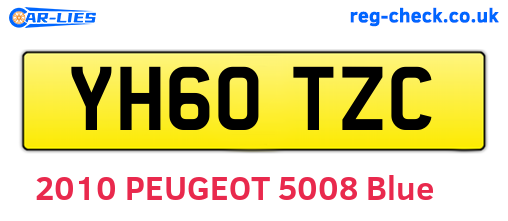 YH60TZC are the vehicle registration plates.