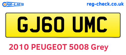GJ60UMC are the vehicle registration plates.