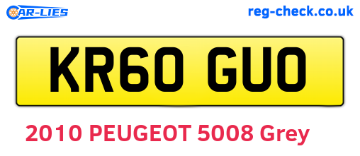 KR60GUO are the vehicle registration plates.