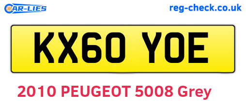 KX60YOE are the vehicle registration plates.