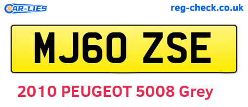MJ60ZSE are the vehicle registration plates.