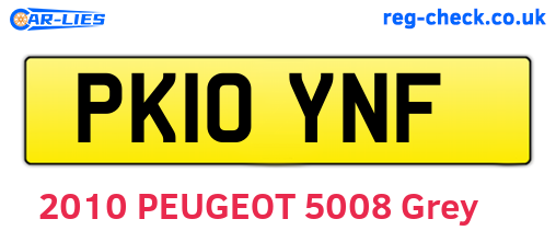 PK10YNF are the vehicle registration plates.
