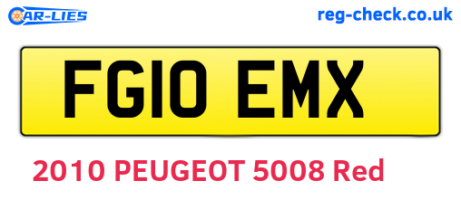 FG10EMX are the vehicle registration plates.