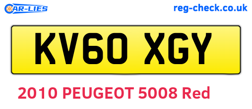 KV60XGY are the vehicle registration plates.