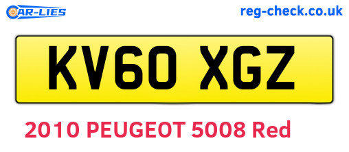 KV60XGZ are the vehicle registration plates.