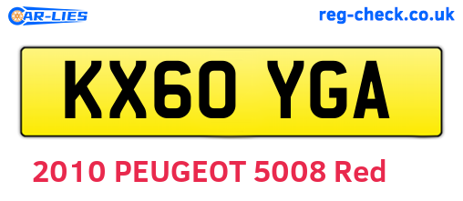 KX60YGA are the vehicle registration plates.