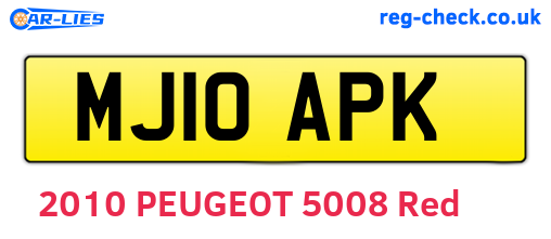 MJ10APK are the vehicle registration plates.