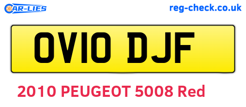 OV10DJF are the vehicle registration plates.