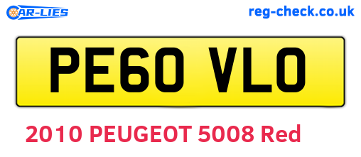 PE60VLO are the vehicle registration plates.
