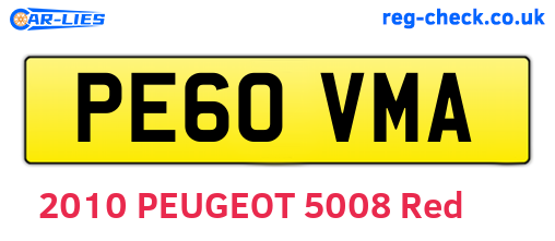 PE60VMA are the vehicle registration plates.