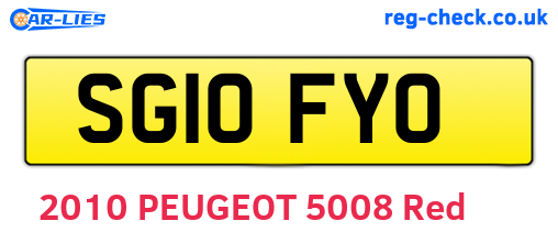 SG10FYO are the vehicle registration plates.
