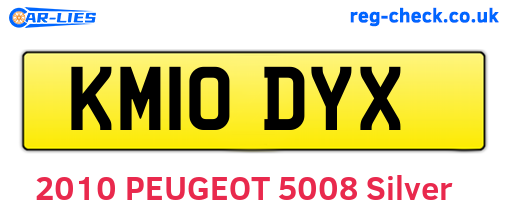 KM10DYX are the vehicle registration plates.