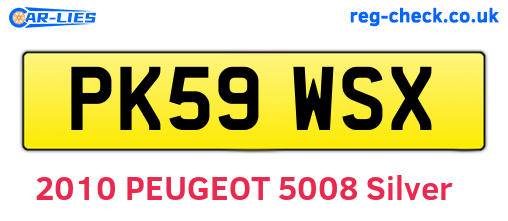 PK59WSX are the vehicle registration plates.