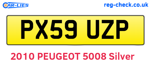PX59UZP are the vehicle registration plates.