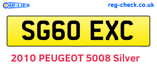 SG60EXC are the vehicle registration plates.