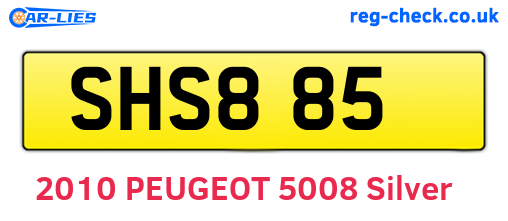 SHS885 are the vehicle registration plates.