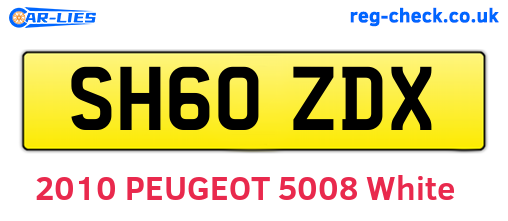 SH60ZDX are the vehicle registration plates.