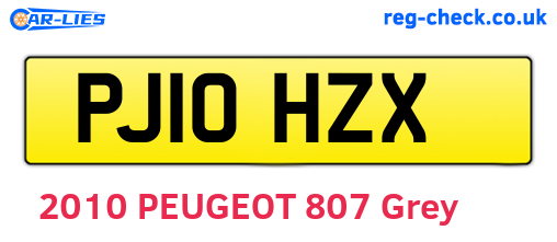 PJ10HZX are the vehicle registration plates.