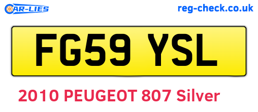 FG59YSL are the vehicle registration plates.