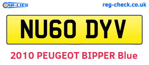 NU60DYV are the vehicle registration plates.