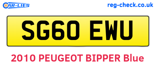 SG60EWU are the vehicle registration plates.