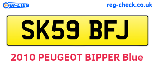SK59BFJ are the vehicle registration plates.