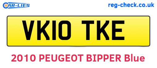 VK10TKE are the vehicle registration plates.