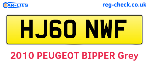 HJ60NWF are the vehicle registration plates.