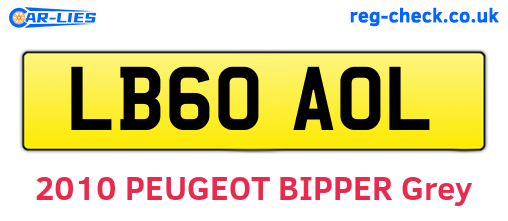 LB60AOL are the vehicle registration plates.