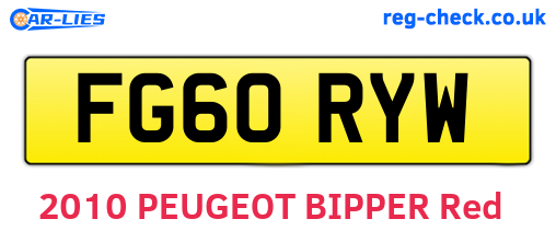 FG60RYW are the vehicle registration plates.