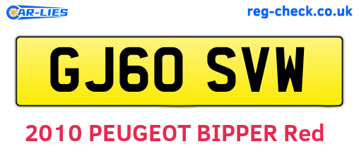 GJ60SVW are the vehicle registration plates.
