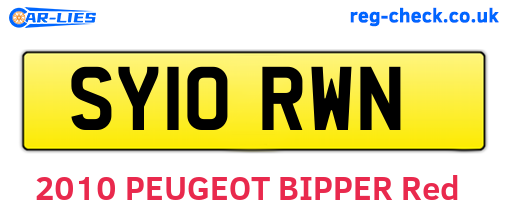 SY10RWN are the vehicle registration plates.
