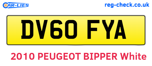 DV60FYA are the vehicle registration plates.