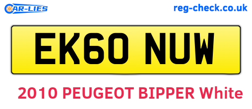 EK60NUW are the vehicle registration plates.