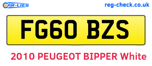 FG60BZS are the vehicle registration plates.