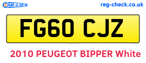 FG60CJZ are the vehicle registration plates.