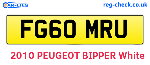 FG60MRU are the vehicle registration plates.