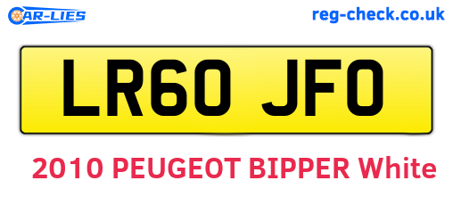 LR60JFO are the vehicle registration plates.