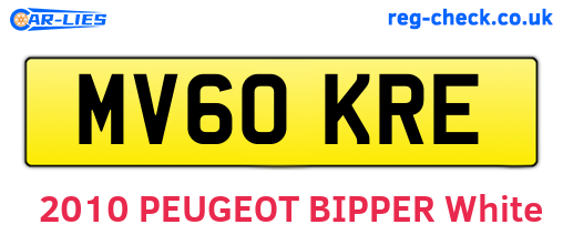 MV60KRE are the vehicle registration plates.