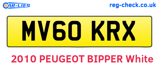 MV60KRX are the vehicle registration plates.
