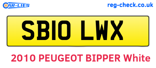 SB10LWX are the vehicle registration plates.