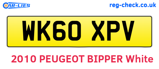 WK60XPV are the vehicle registration plates.
