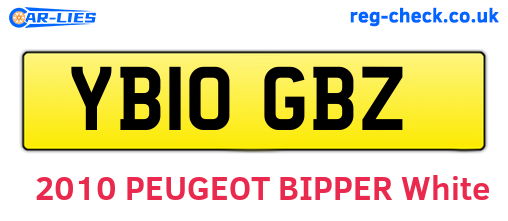 YB10GBZ are the vehicle registration plates.