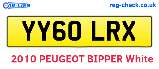 YY60LRX are the vehicle registration plates.