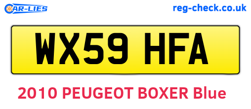WX59HFA are the vehicle registration plates.