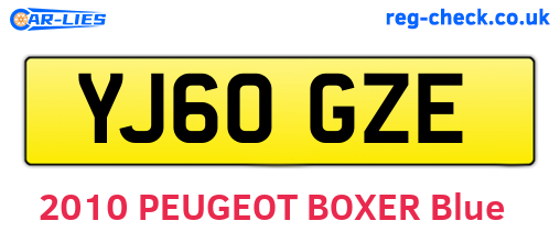 YJ60GZE are the vehicle registration plates.