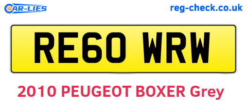 RE60WRW are the vehicle registration plates.