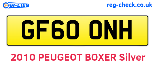 GF60ONH are the vehicle registration plates.