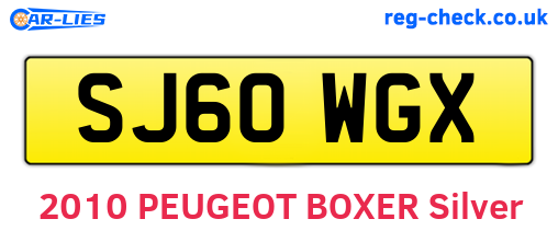 SJ60WGX are the vehicle registration plates.